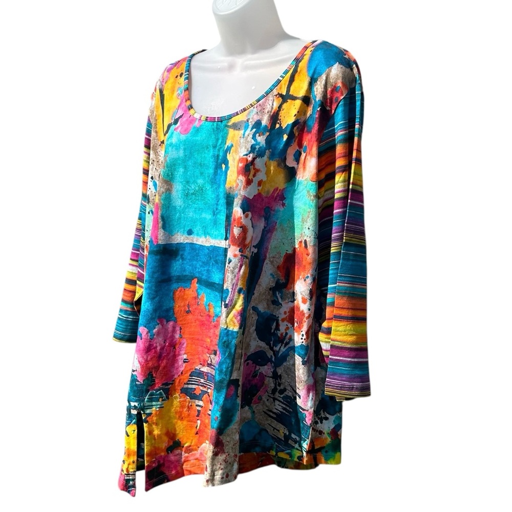 PARSLEY & SAGE Women Size 2X Multicolor Abstract Art Asymmetrical Tunic Top. - Picture 2 of 12